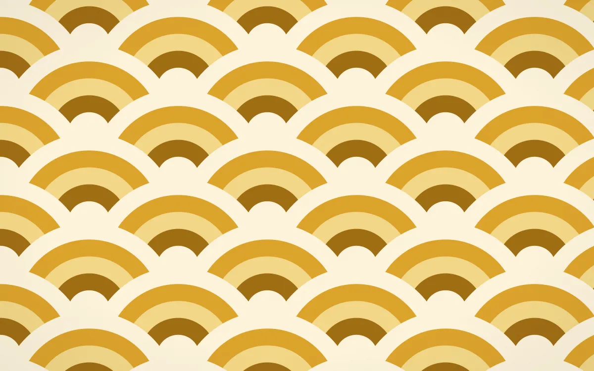 Bangkok Gold Grand Wave Crests — colourful brown, gold and beige seigaiha background