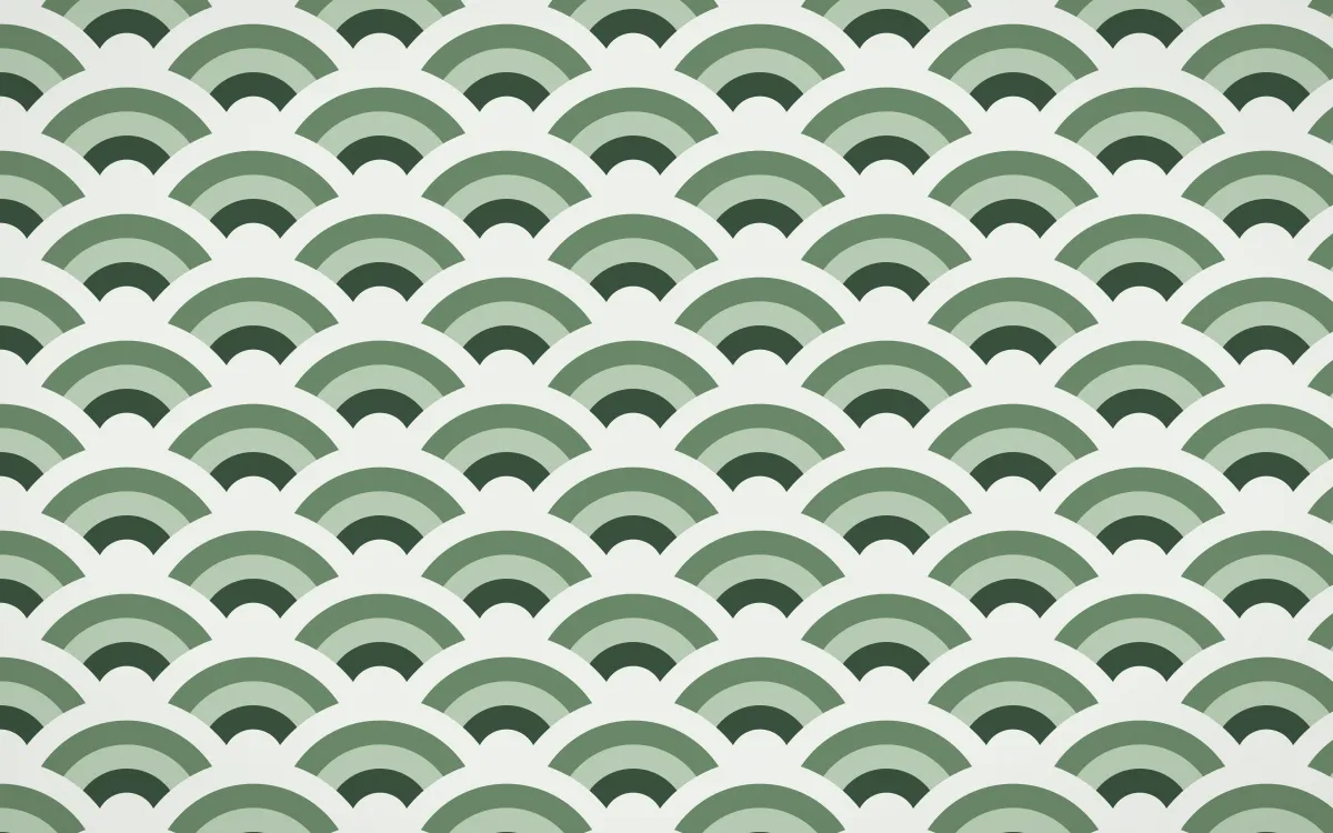 Bavarian Forest Wave Crests — colourful green and white seigaiha background