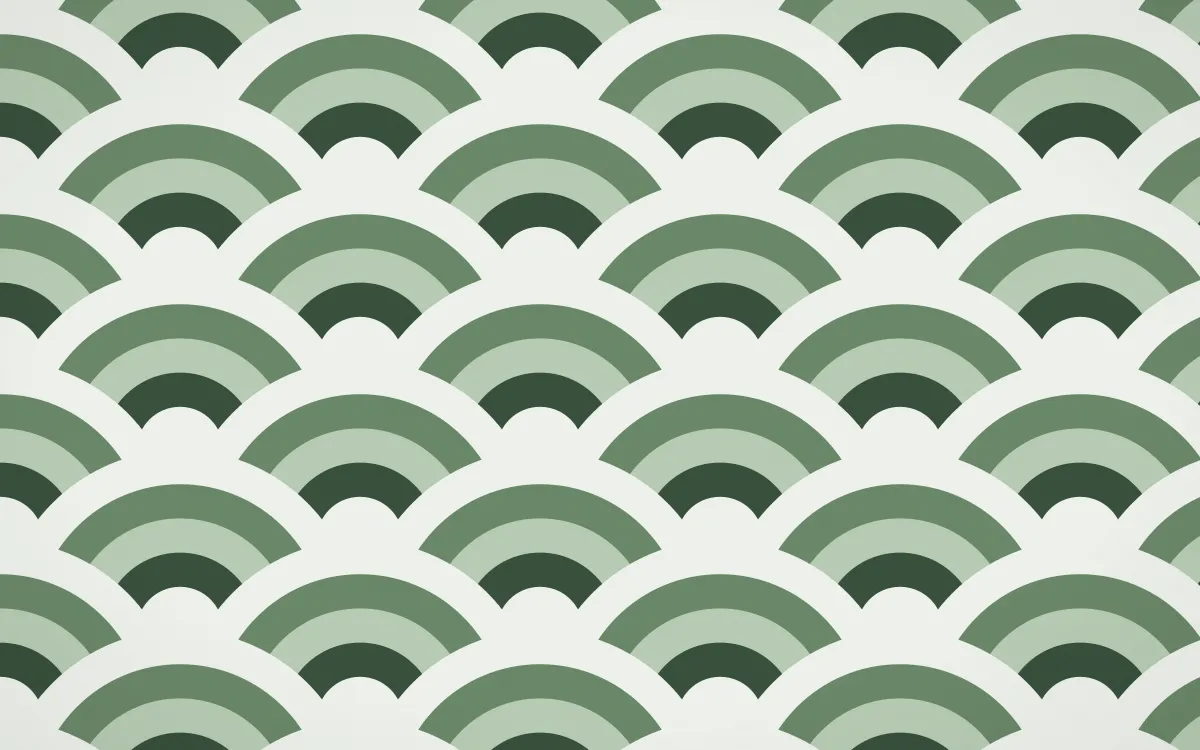 Bavarian Forest Grand Wave Crests — colourful green and white seigaiha background