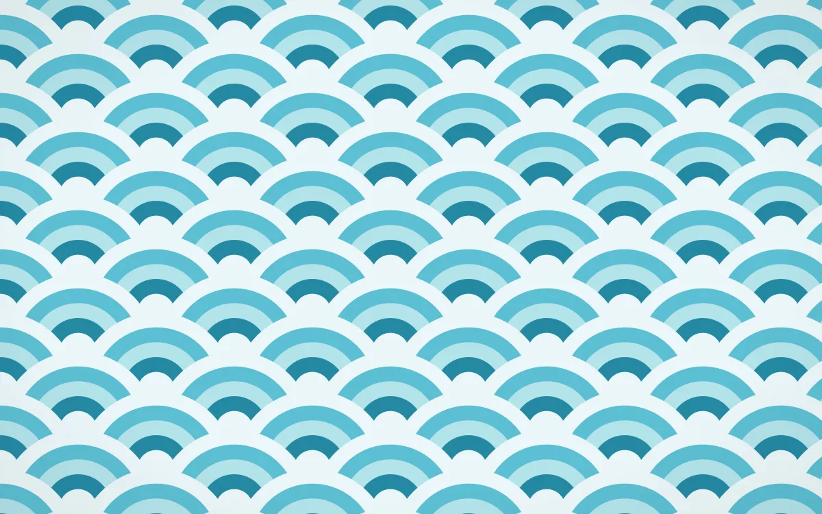 Bondi Surf Wave Crests — colourful teal and white seigaiha background