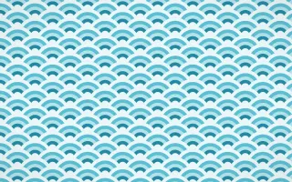 Bondi Surf Fine Wave Crests — colourful teal and white seigaiha background