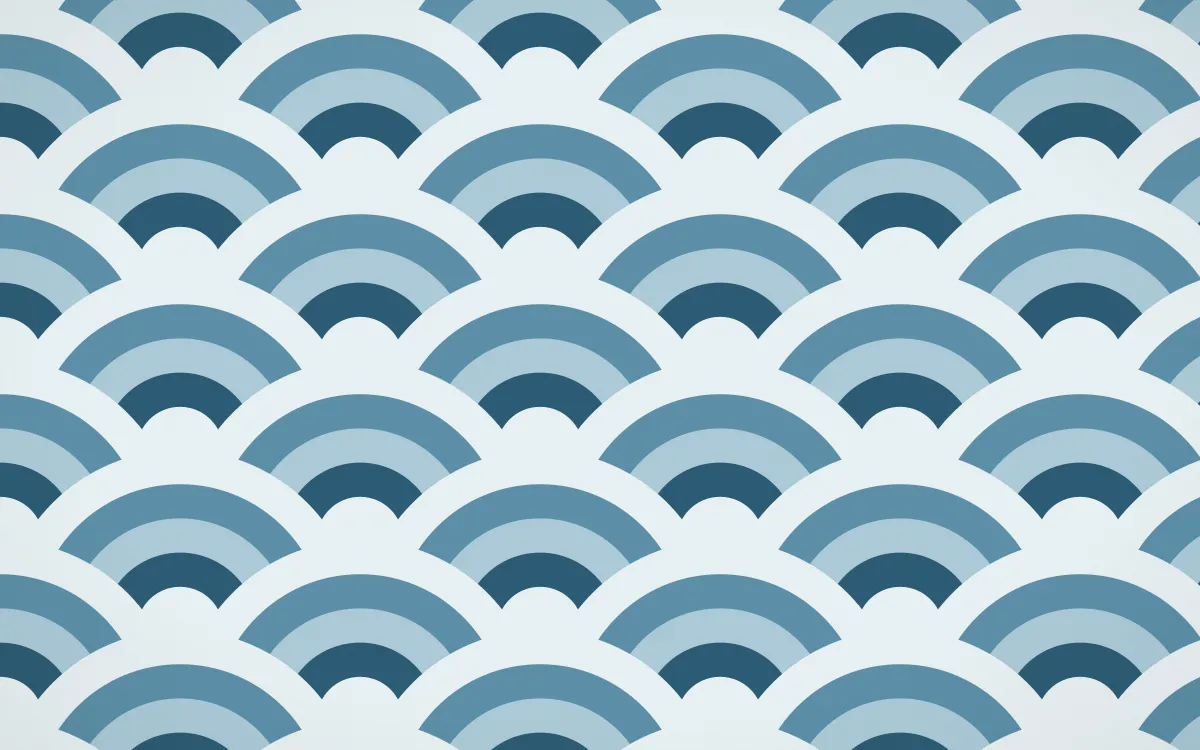 Bosphorus Grand Wave Crests — colourful blue and white seigaiha background