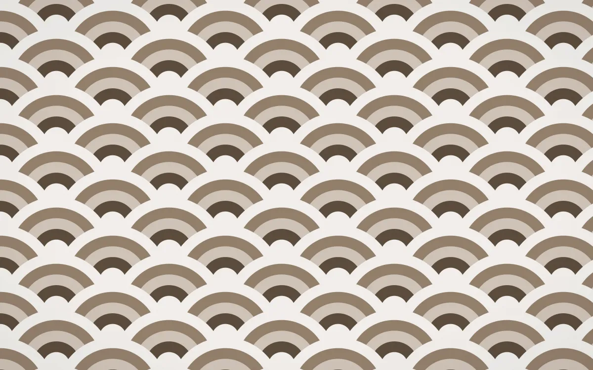 Brooklyn Loft Wave Crests — colourful brown, orange and white seigaiha background