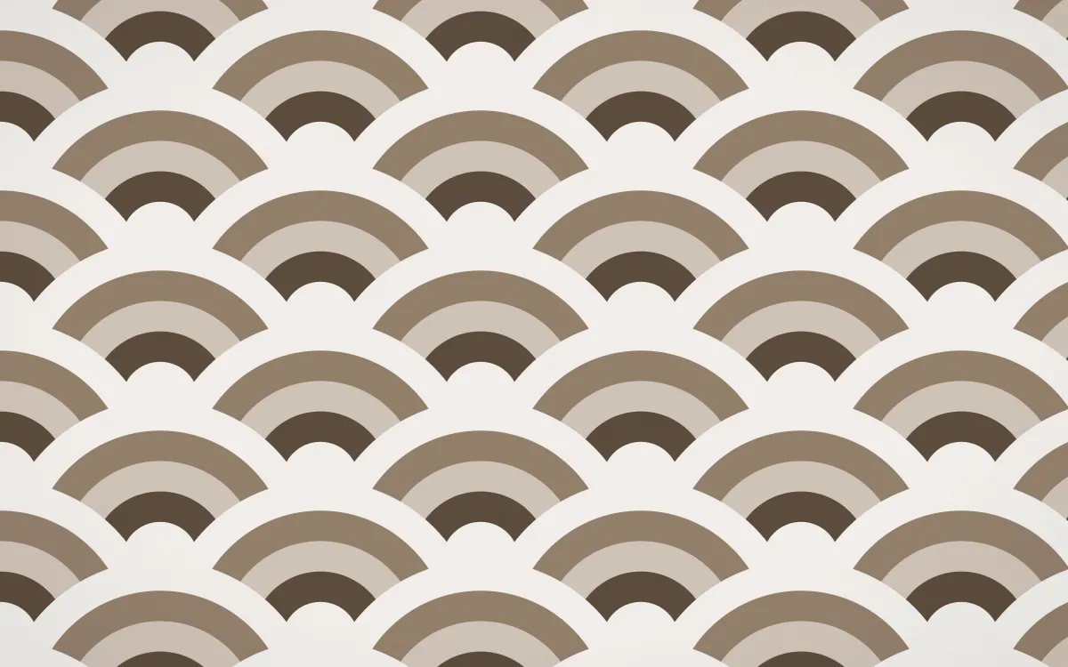 Brooklyn Loft Grand Wave Crests — colourful brown, orange and white seigaiha background