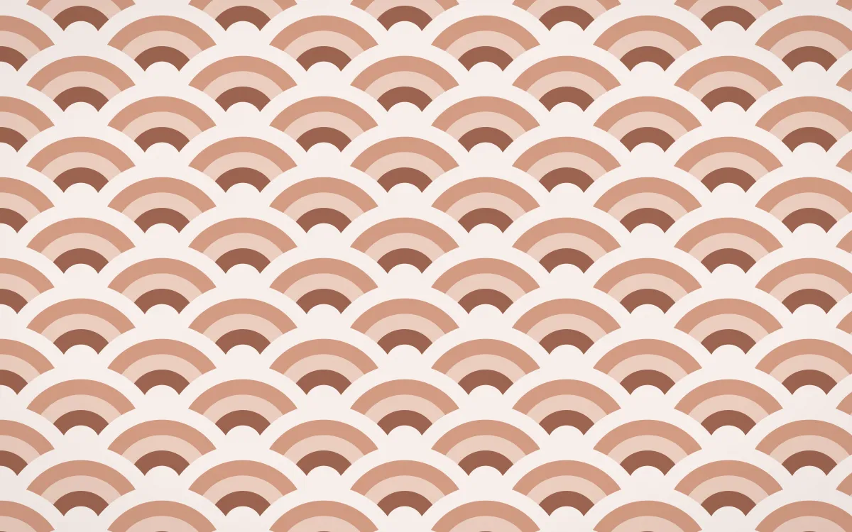 Budapest Rose Wave Crests — colourful orange and white seigaiha background