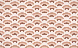 Budapest Rose Wave Crests — colourful orange and white seigaiha background