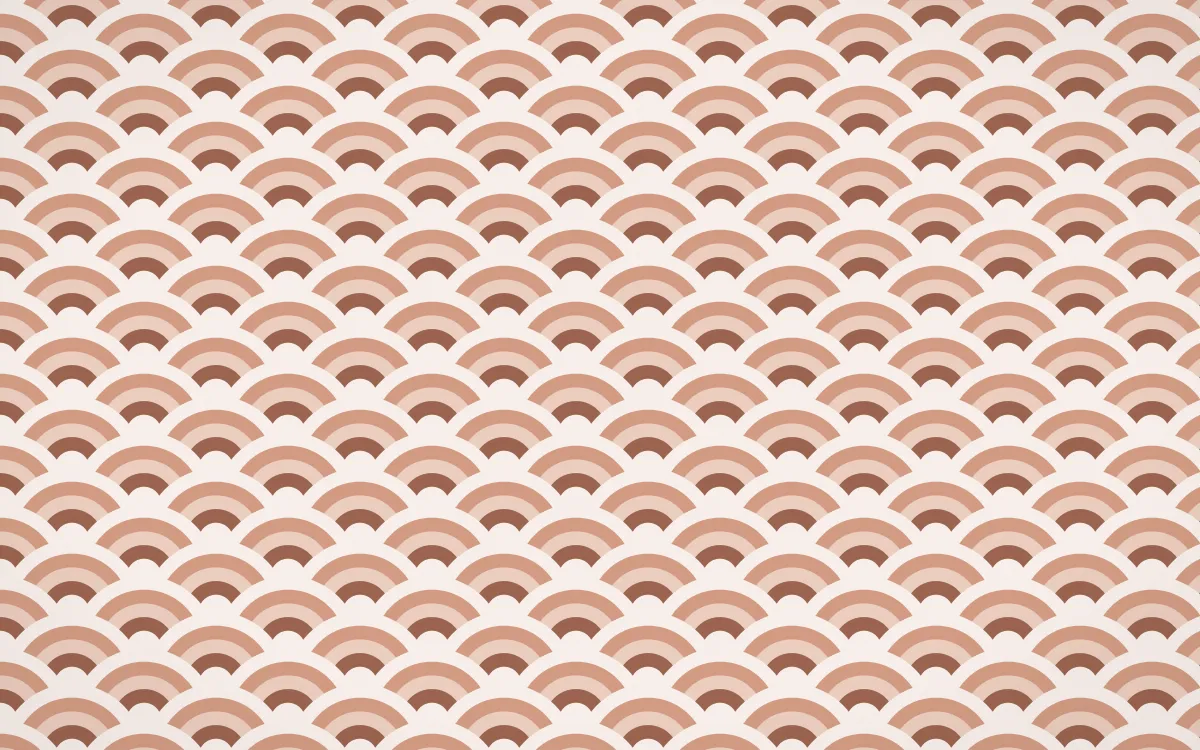 Budapest Rose Fine Wave Crests — colourful orange and white seigaiha background