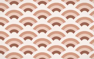 Budapest Rose Grand Wave Crests — colourful orange and white seigaiha background