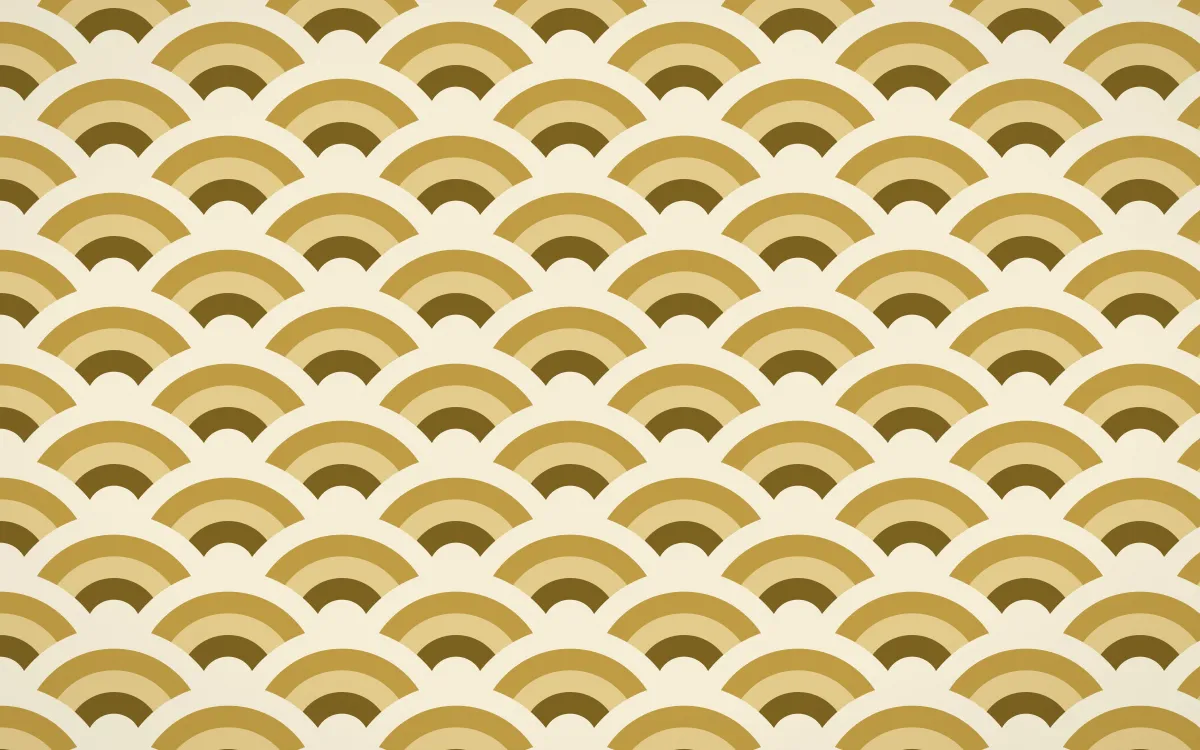 Cairo Gold Wave Crests — colourful brown, gold and beige seigaiha background