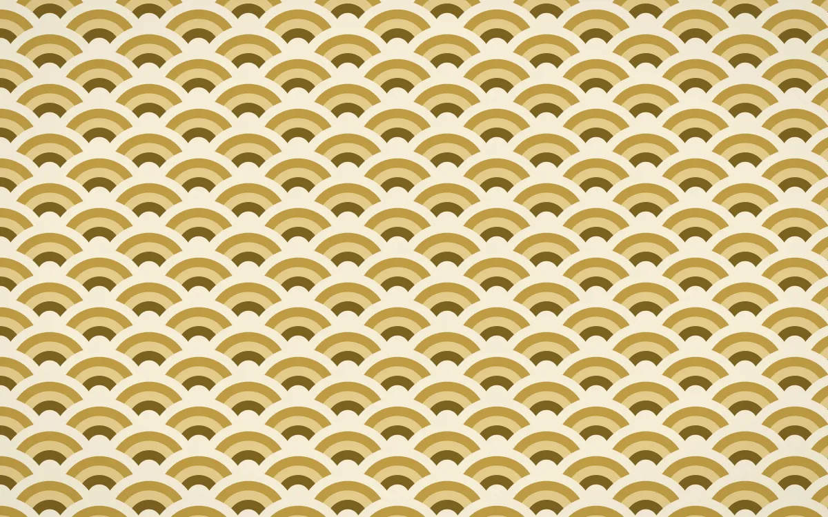 Cairo Gold Fine Wave Crests — colourful brown, gold and beige seigaiha background