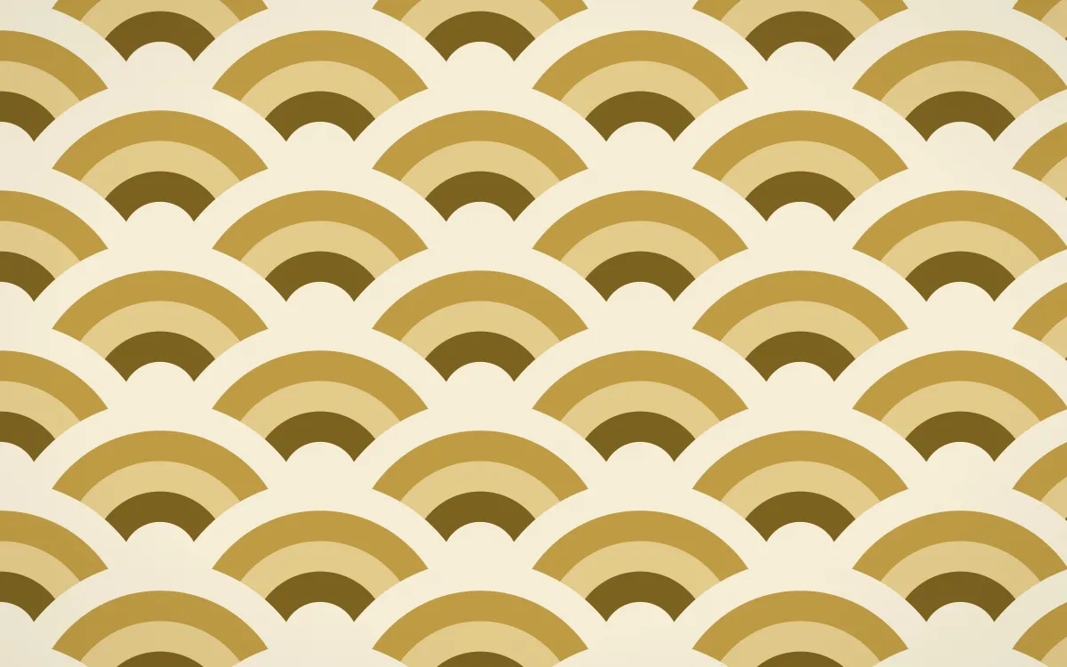 Cairo Gold Grand Wave Crests — colourful brown, gold and beige seigaiha background