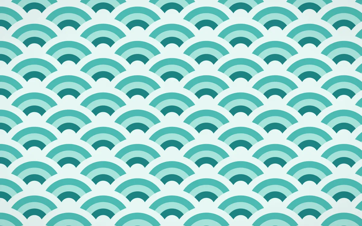 Cancún Surf Wave Crests — colourful teal seigaiha background
