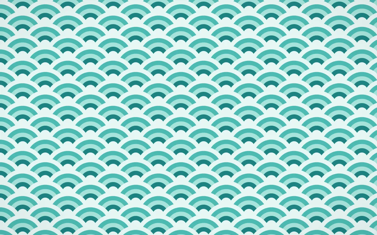 Cancún Surf Fine Wave Crests — colourful teal seigaiha background