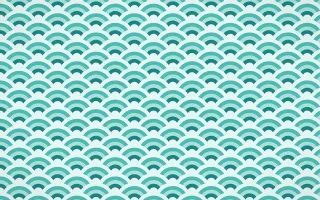 Cancún Surf Fine Wave Crests — colourful teal seigaiha background