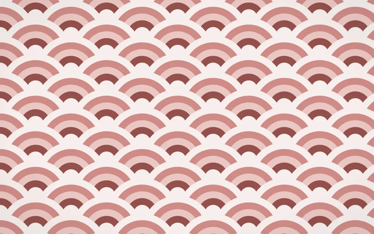 Cape Protea Wave Crests — colourful red and white seigaiha background