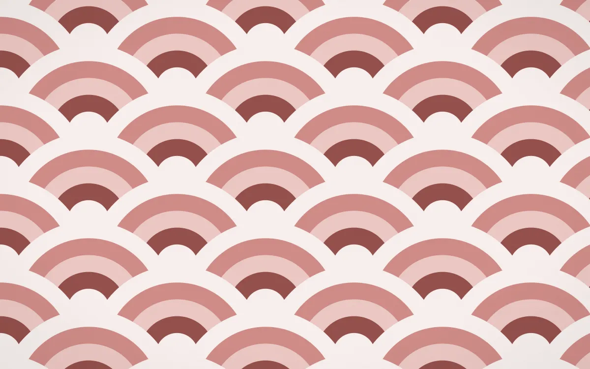Cape Protea Grand Wave Crests — colourful red and white seigaiha background