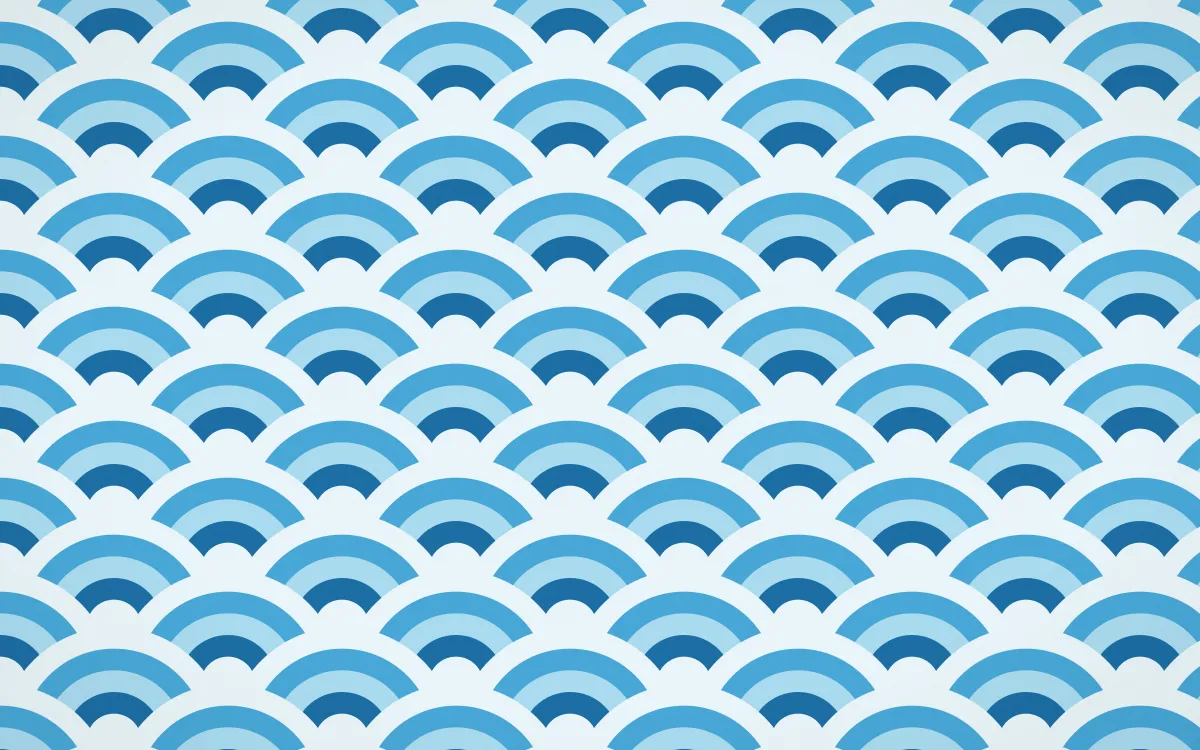 Capri Blue Wave Crests — colourful blue and white seigaiha background