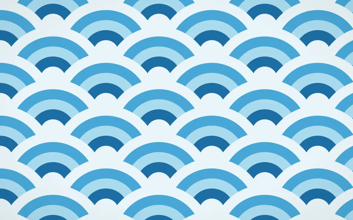 Capri Blue Grand Wave Crests — colourful blue and white seigaiha background