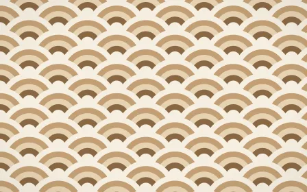 Chai Cream Wave Crests — colourful brown, orange and beige seigaiha background
