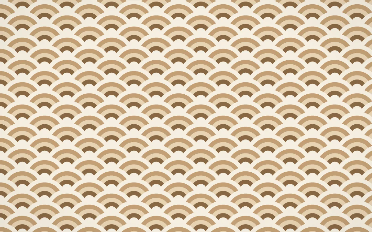 Chai Cream Fine Wave Crests — colourful brown, orange and beige seigaiha background