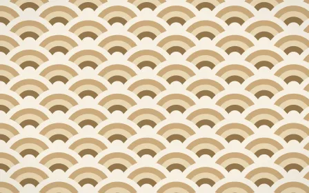 Cotswold Stone Wave Crests — colourful orange and beige seigaiha background