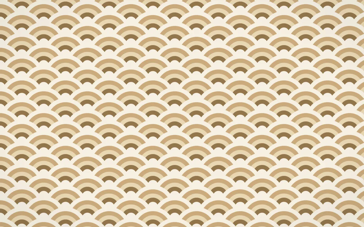 Cotswold Stone Fine Wave Crests — colourful orange and beige seigaiha background