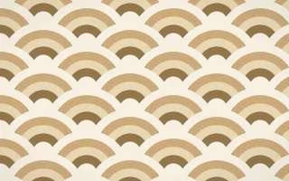 Cotswold Stone Grand Wave Crests — colourful orange and beige seigaiha background