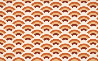 Cusco Weave Wave Crests — colourful red, orange and beige seigaiha background