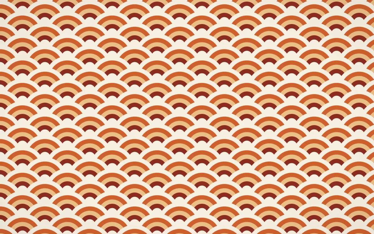 Cusco Weave Fine Wave Crests — colourful red, orange and beige seigaiha background