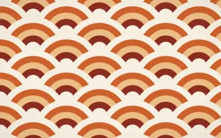 Cusco Weave Grand Wave Crests — colourful red, orange and beige seigaiha background