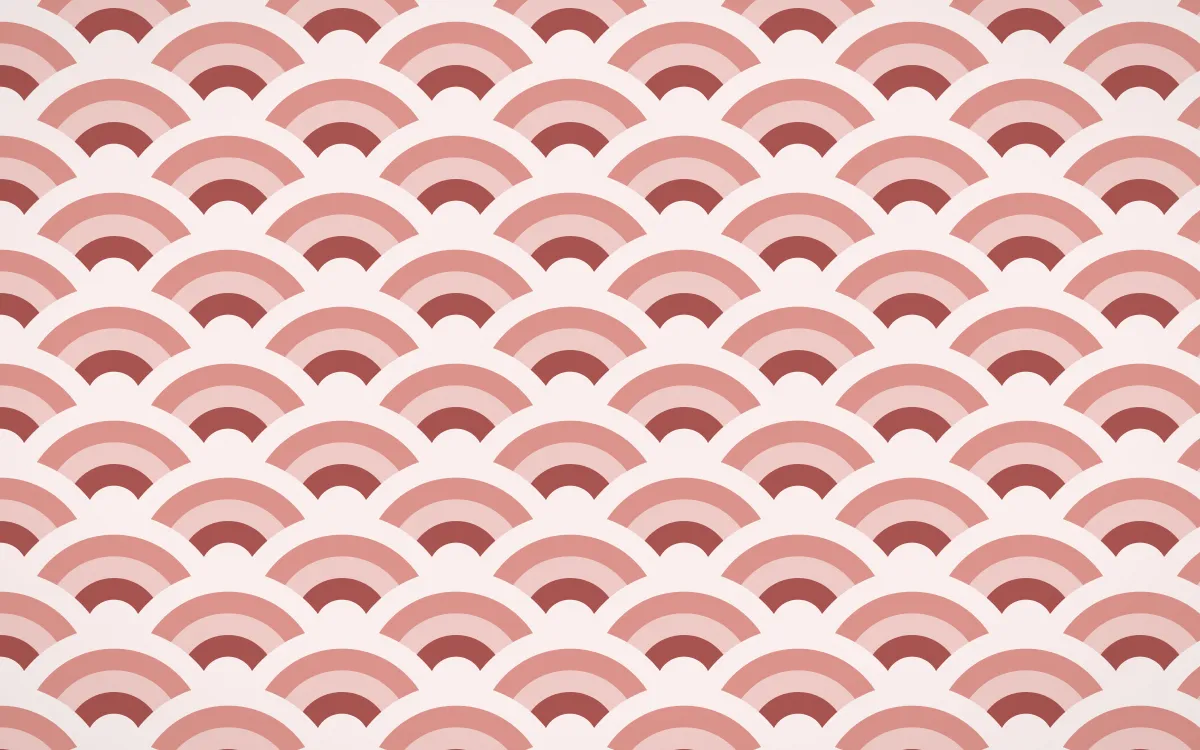Damascus Rose Wave Crests — colourful red and white seigaiha background
