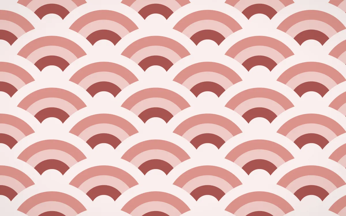 Damascus Rose Grand Wave Crests — colourful red and white seigaiha background