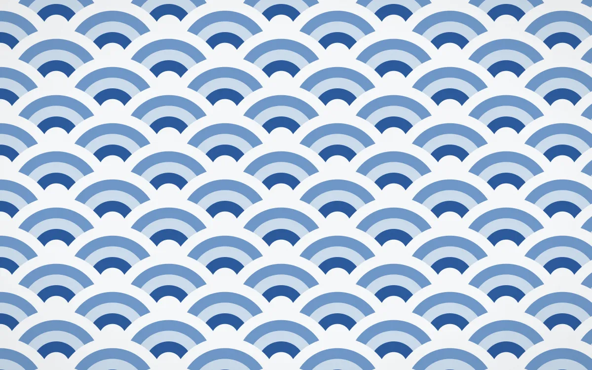 Delft Blue Wave Crests — colourful blue and white seigaiha background