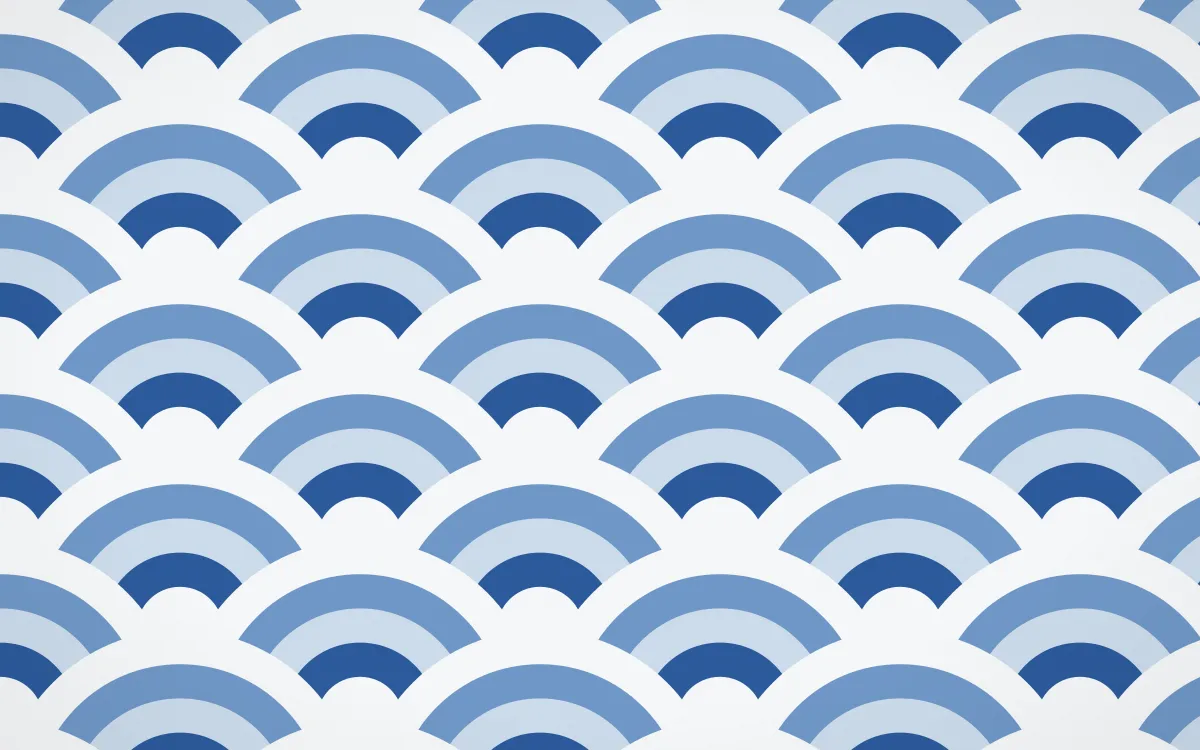 Delft Blue Grand Wave Crests — colourful blue and white seigaiha background