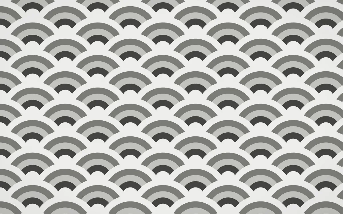 Edo Charcoal Wave Crests — colourful grey and white seigaiha background