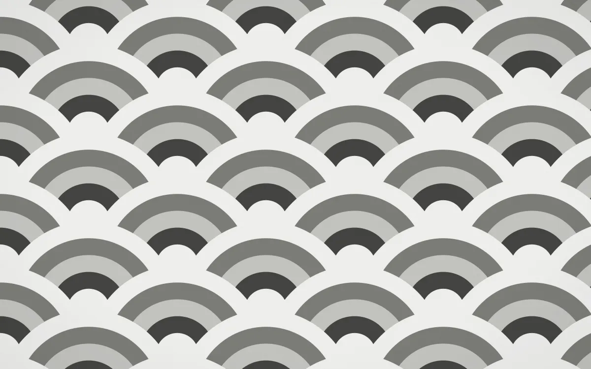 Edo Charcoal Grand Wave Crests — colourful grey and white seigaiha background