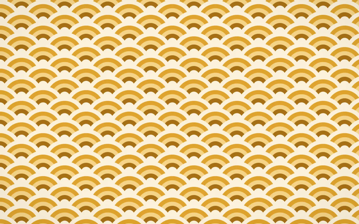 Fes Saffron Fine Wave Crests — colourful brown, gold and beige seigaiha background