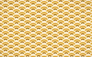 Fes Saffron Fine Wave Crests — colourful brown, gold and beige seigaiha background