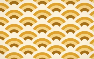 Fes Saffron Grand Wave Crests — colourful brown, gold and beige seigaiha background
