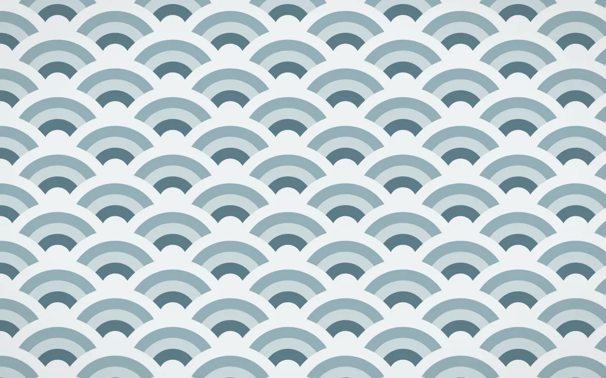 Fjord Mist Wave Crests — colourful blue, teal and white seigaiha background