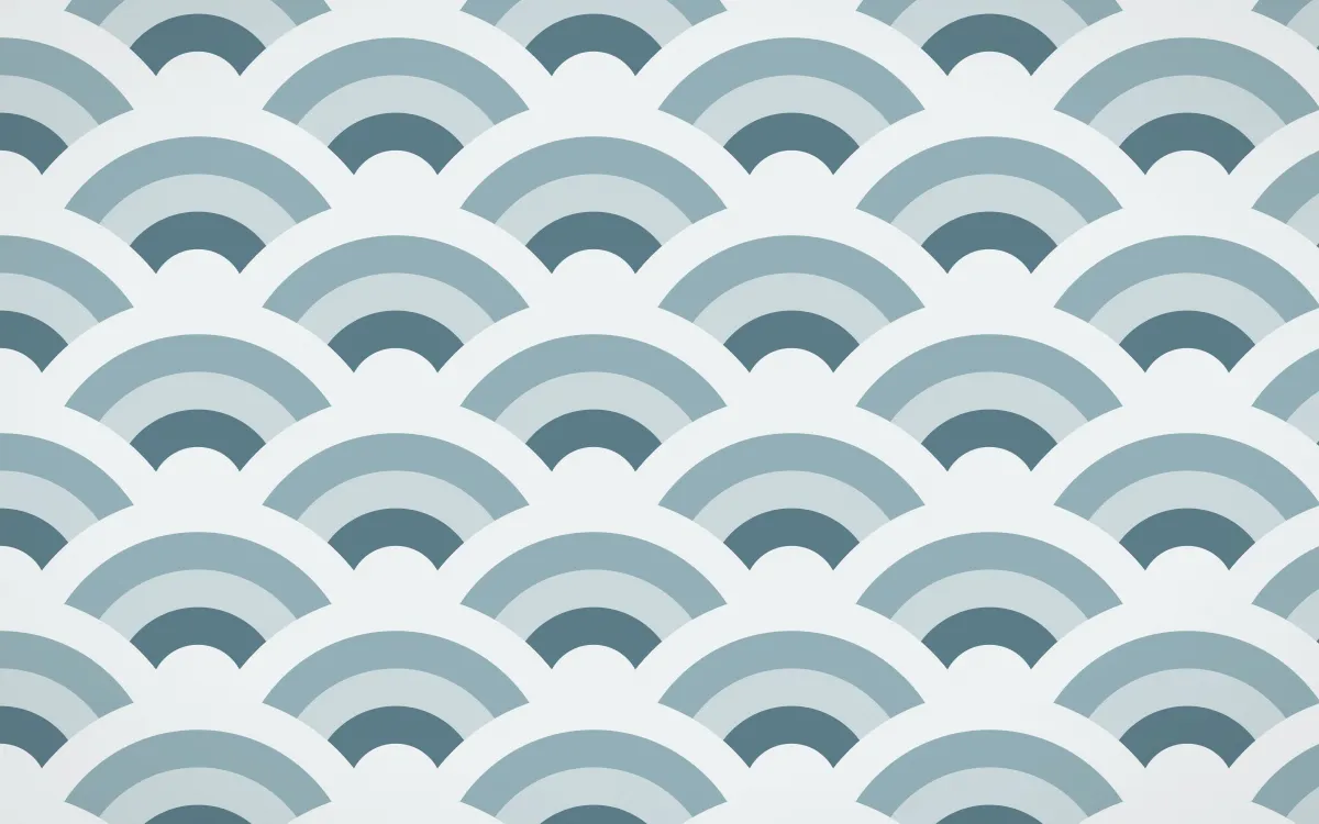 Fjord Mist Grand Wave Crests — colourful blue, teal and white seigaiha background