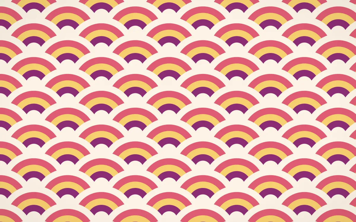 Fiesta Brava Wave Crests — colourful pink, red and white seigaiha background
