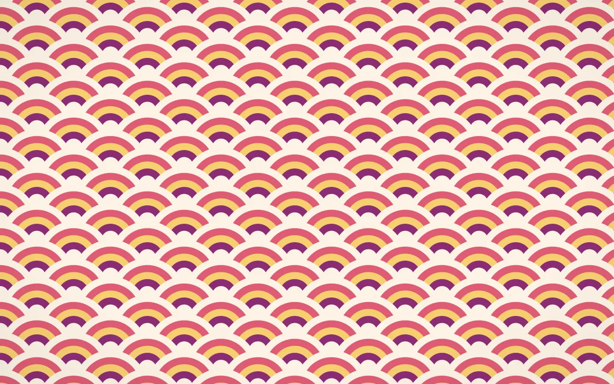 Fiesta Brava Fine Wave Crests — colourful pink, red and white seigaiha background