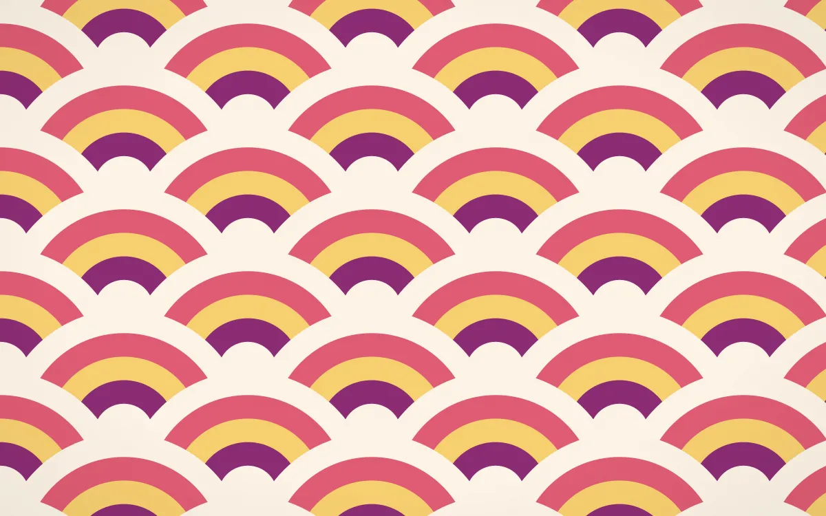 Fiesta Brava Grand Wave Crests — colourful pink, red and white seigaiha background