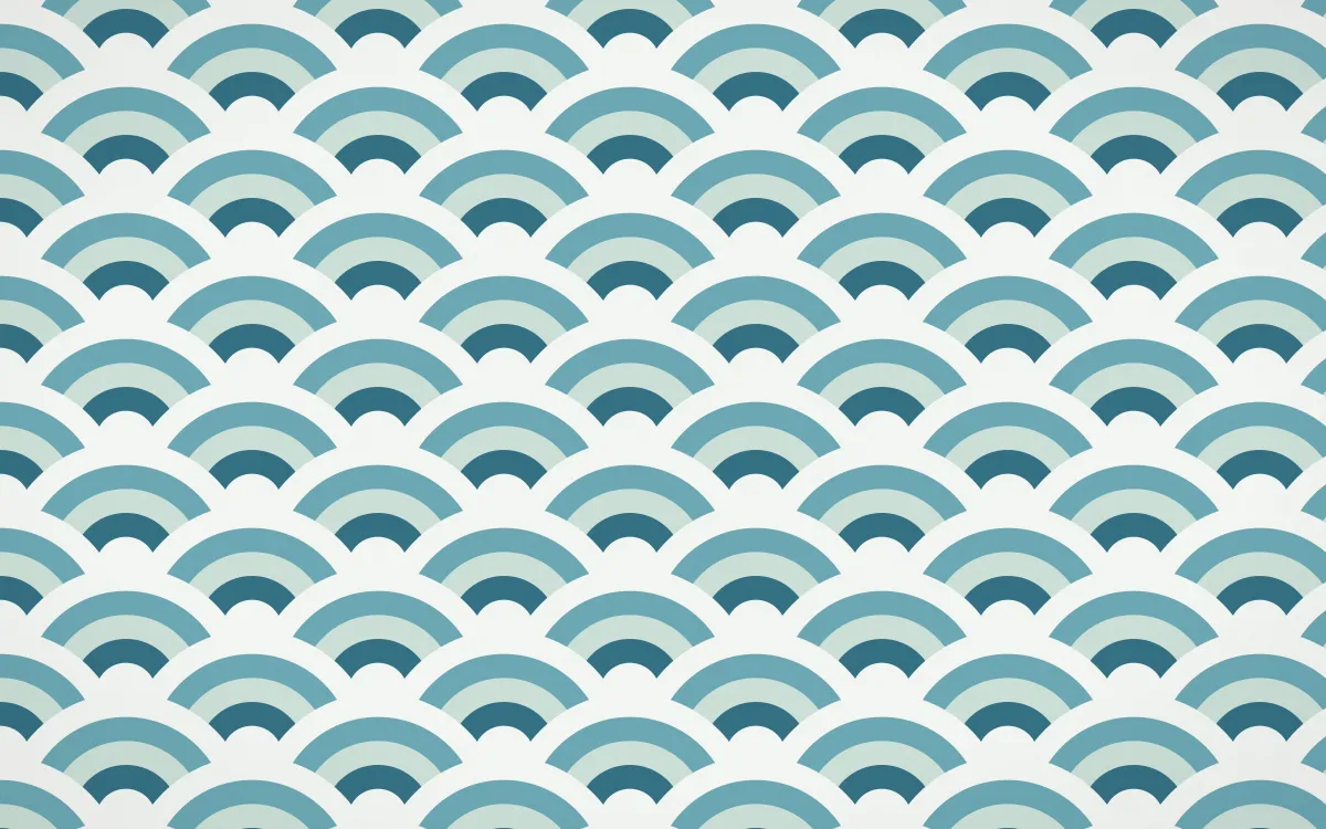 Park Mosaic Wave Crests — colourful blue, teal and white seigaiha background