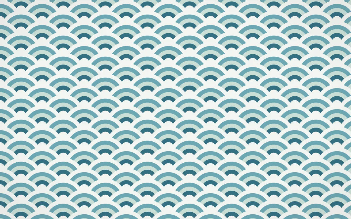 Park Mosaic Fine Wave Crests — colourful blue, teal and white seigaiha background