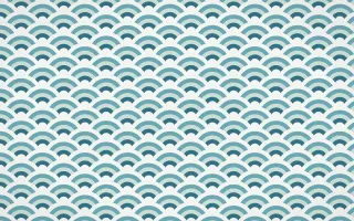 Park Mosaic Fine Wave Crests — colourful blue, teal and white seigaiha background