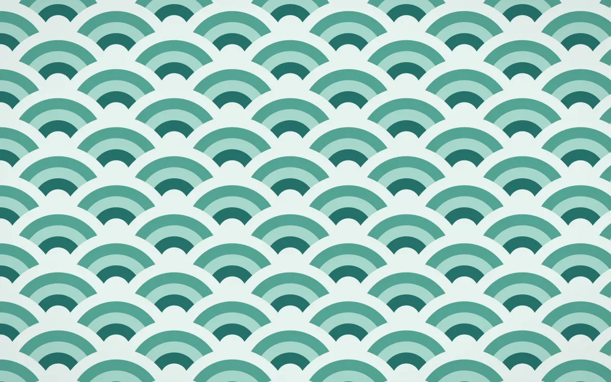 Ha Long Jade Wave Crests — colourful teal and white seigaiha background