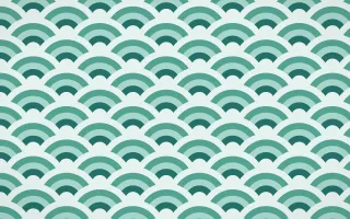 Ha Long Jade Wave Crests — colourful teal and white seigaiha background