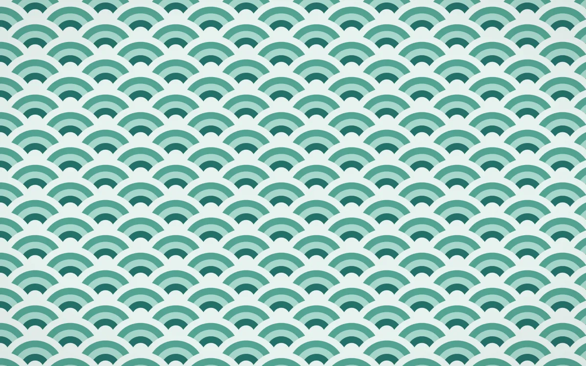 Ha Long Jade Fine Wave Crests — colourful teal and white seigaiha background